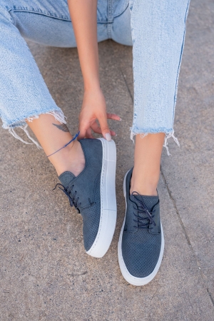 Sport Shoes Lace-ups Vegan - NAVY BLUE color