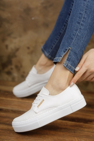 Sport Shoes Lace-ups Vegan - white color