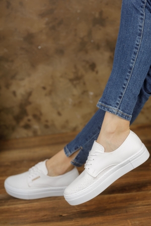 Sport Shoes Lace-ups Vegan - white color